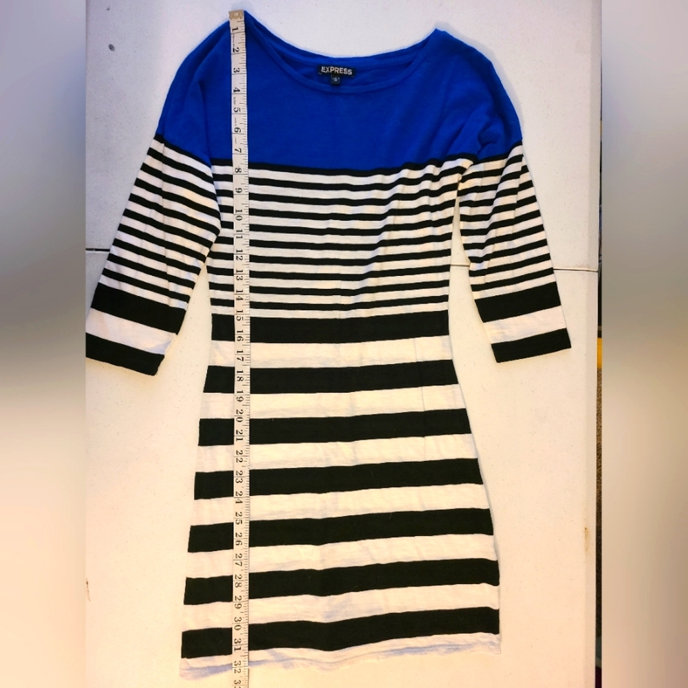 Express dress, xs, blue black stripe